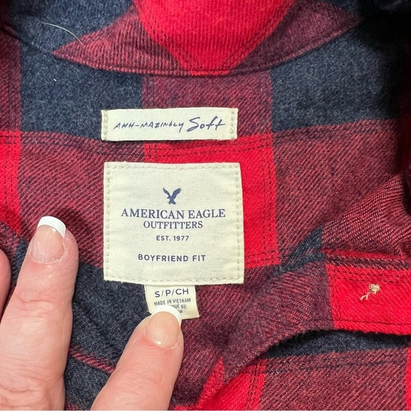 American Eagle Outfitters AE Ahh-mazingly Soft boyfriend flannel SZ SM - Picture 4 of 5